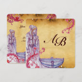Invitation VIVIEN MONOGRAMME parchemin violet (Devant / Derrière)