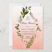Invitation Vivre Coral Ombre Forest Ferme Baby shower (Devant)
