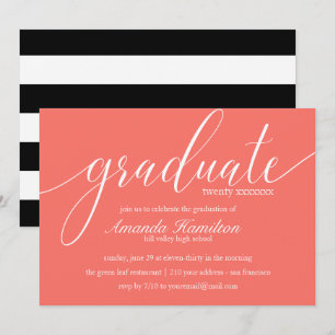 Invitation Vivre typographie du corail Graduation chaque anné