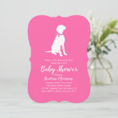 Invitation Vizsla Chien Baby shower fille rose (Debout devant)