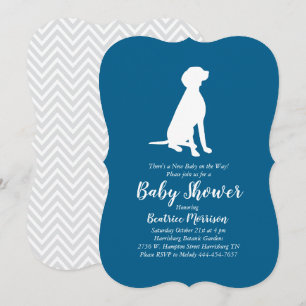 Invitation Vizsla Chien Baby shower Garçon bleu