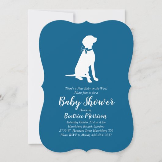 Invitation Vizsla Chien Baby shower Garçon bleu (Devant)