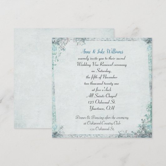 Invitation Voeu mariage renouveau frontière florale à l'ancie (Devant / Derrière)