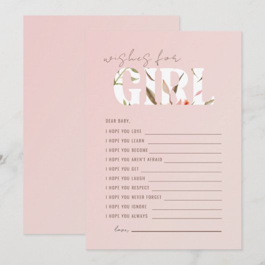 Invitation Voeux bleus pour fille (Devant / Derrière)