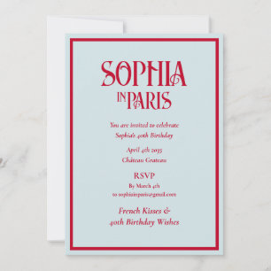 Invitation Vœux d'anniversaire 40 ans French Kisses Paris Ann