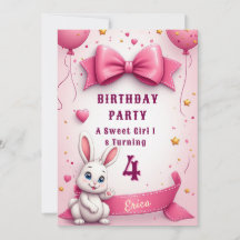 Vœux d'anniversaire de petit lapin rose 🐰
