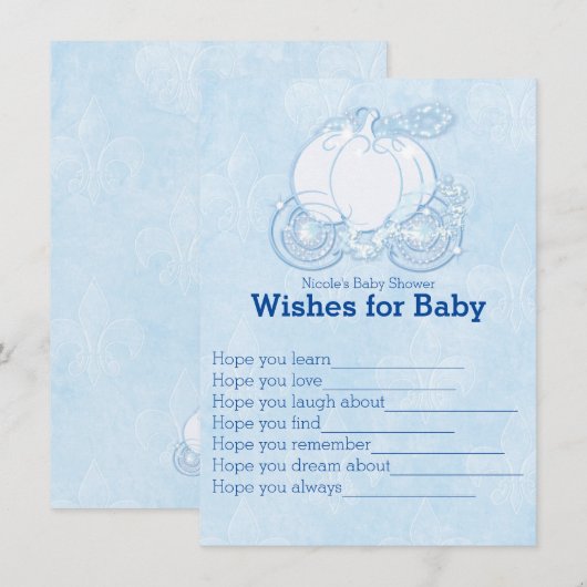 Invitation Vœux de calèche de Cendrillon pour jeu de baby sho (Devant / Derrière)