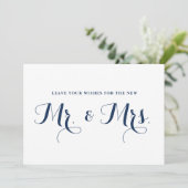 Invitation Vœux de calligraphie moderne Navy pour enseigne M. (Debout devant)