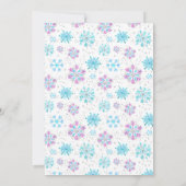 Invitation Vœux de flocons de neige violets et bleus pour béb (Dos)