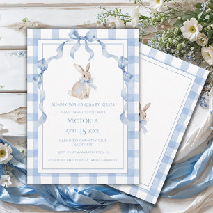 Invitation Vœux de lapin et baisers de bébé Shower bleu pour 