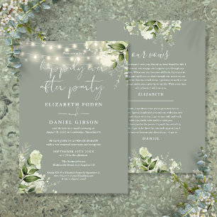 Invitation Voeux de mariage pour la fête Greenery Happily Eve