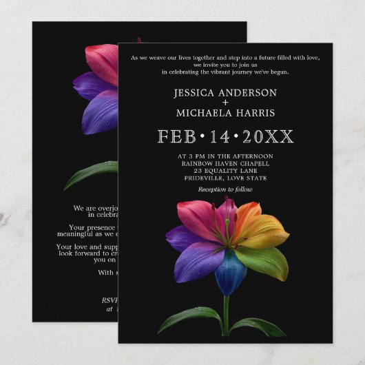 Invitation 🌈 Vœux de mariage Technicolor (Devant / Derrière)
