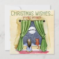 Vœux de Noël Enfant & Chat Félin Fête de Noël