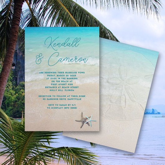 Invitation Vœux de plage Cérémonie moderne et décontractée Ét