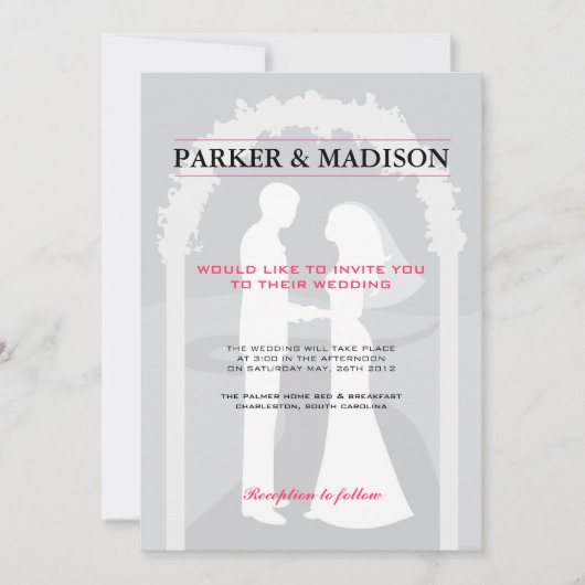 Invitation Voeux de rose et de gris (Devant)