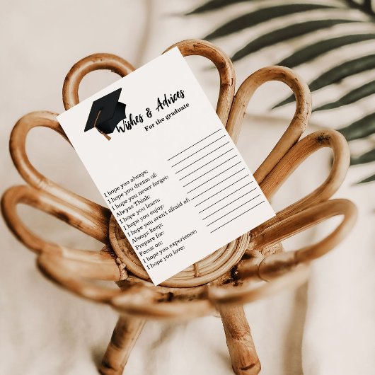 Invitation Voeux et conseils pour le jeu de graduation