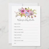 Invitation Voeux floraux roses pour bébé, jeu de baby shower (Devant)