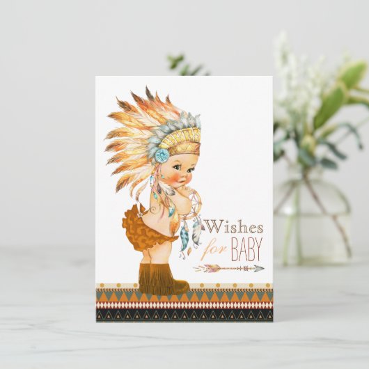 Invitation Vœux pour Baby Shower Baby Sauvage et Libre (Debout devant)