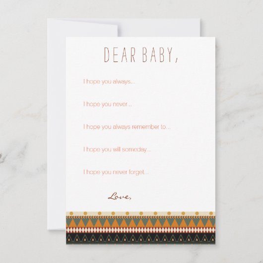 Invitation Vœux pour Baby Shower Baby Sauvage et Libre (Dos)