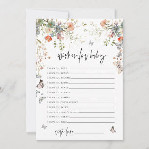 Invitation Voeux pour Baby shower Fleur sauvage bébé