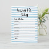 Invitation Voeux Pour Baby shower Jeu Bleu Blanc (Debout devant)