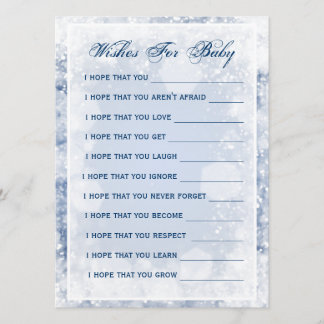 Invitation Voeux Pour Baby shower Nuit Étincelle Bleu