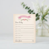 Invitation Voeux pour bébé - Baby shower Game Card (Debout devant)