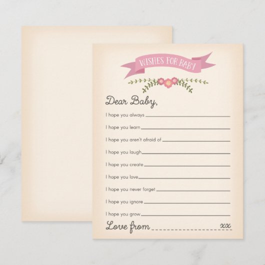 Invitation Voeux pour bébé - Baby shower Game Card (Devant / Derrière)