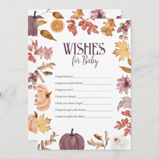 Invitation Voeux pour bébé, Bébé de automne Voeux (Devant / Derrière)