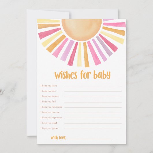 Invitation Voeux pour bébé fille Sunshine baby shower boho (Devant)