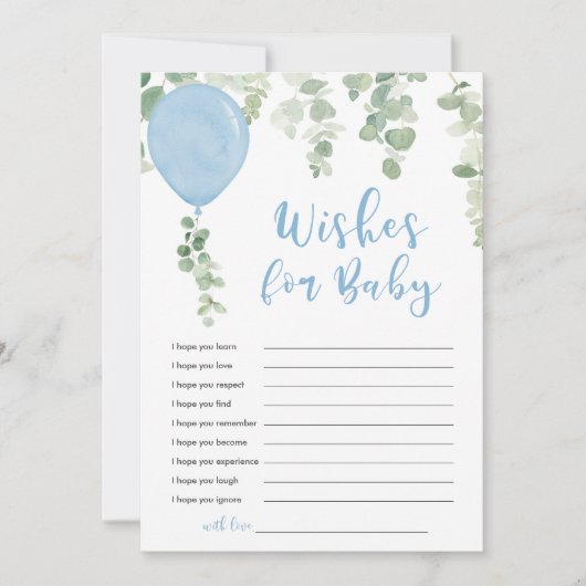 Invitation Voeux pour Bébé garçon bleu ballons (Devant)