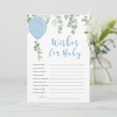 Invitation Voeux pour Bébé garçon bleu ballons (Debout devant)