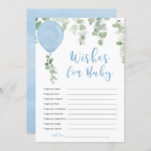 Invitation Voeux pour Bébé garçon bleu ballons