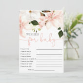 Invitation Voeux pour bébé lys floraux baby shower fille (Debout devant)