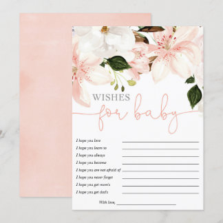 Invitation Voeux pour bébé lys floraux baby shower fille