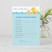 Invitation Voeux pour bébé mignon Baby shower à thème en caou (Debout devant)