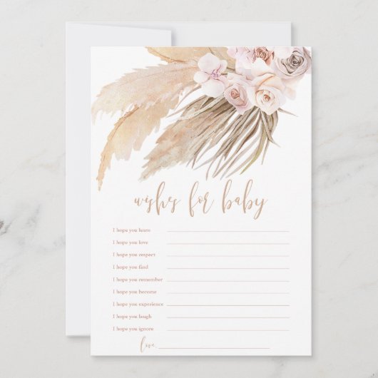 Invitation Voeux pour bébé Pampas herbe baby shower boho (Devant)