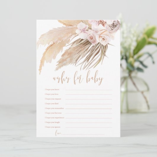 Invitation Voeux pour bébé Pampas herbe baby shower boho (Debout devant)