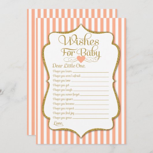 Invitation Voeux Pour Bébé Peach Baby shower Jeu Neutre (Devant / Derrière)