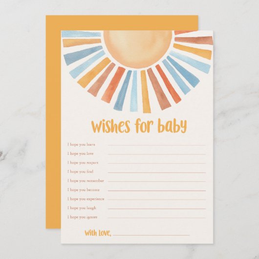 Invitation Voeux pour bébé Sunshine baby shower soleil boho (Devant / Derrière)