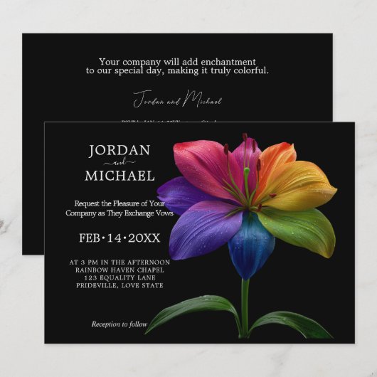 Invitation 🌈 Vœux Technicolor Mariage (Devant / Derrière)