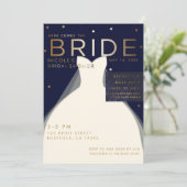 Invitation Voici BRIDE Navy Blue & Gold Fête des mariées (Debout devant)