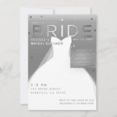 Invitation Voici BRIDE Silver & White Chic Fête des mariées (Devant)