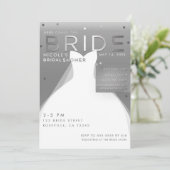 Invitation Voici BRIDE Silver & White Chic Fête des mariées (Debout devant)