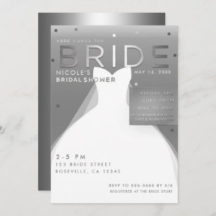 Invitation Voici BRIDE Silver & White Chic Fête des mariées