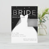 Invitation Voici la BRIDE Black Silver White Fête des mariées (Debout devant)