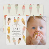Invitation Voici la crème glacée Scoop 1st Birthday Photo (Devant / Derrière)