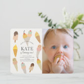 Invitation Voici la crème glacée Scoop 1st Birthday Photo (Debout devant)