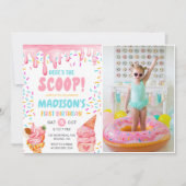 Invitation Voici la crème glacée Scoop Girls 1er anniversaire (Devant)