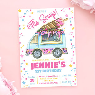 Invitation Voici la crème glacée Scoop Girls 1er anniversaire